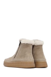 بوت تدی جیر زنانه بژ زیپ‌دار زیره ضخیم دری‌مد