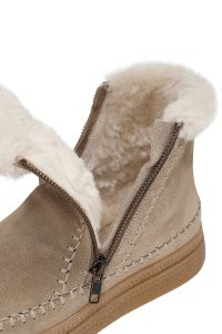 بوت تدی جیر زنانه بژ زیپ‌دار زیره ضخیم دری‌مد