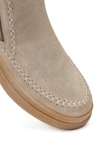 بوت تدی جیر زنانه بژ زیپ‌دار زیره ضخیم دری‌مد