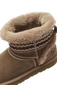 بوت تدی جیر زنانه بژ طرح‌دار خزدار دری‌مد