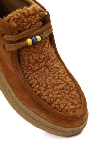 بوت تدی جیر زنانه قهوه‌ای بندی زیره ضخیم دری‌مد