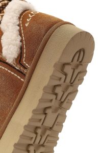 بوت تدی جیر زنانه قهوه‌ای طرح‌دار خزدار دری‌مد