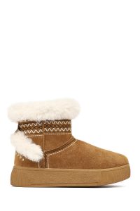 بوت تدی جیر زنانه قهوه‌ای لژدار دری مد