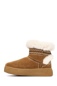 بوت تدی جیر زنانه قهوه‌ای لژدار دری مد