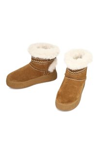 بوت تدی جیر زنانه قهوه‌ای لژدار دری مد