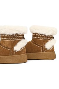 بوت تدی جیر زنانه قهوه‌ای لژدار دری مد