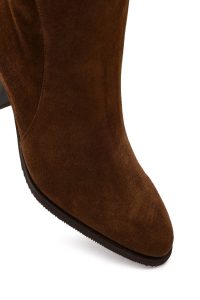 بوت جیر زنانه قهوه‌ای زیپ‌دار پاشنه ضخیم دری مد