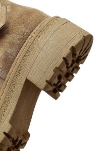 بوت زنانه جیر بژ کفی ضخیم زیپ دار دری مد