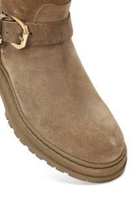 بوت زنانه جیر بژ کفی ضخیم زیپ دار دری مد