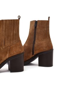 بوت زنانه جیر تابا زیپ‌دار پاشنه‌بلند ضخیم دری مد