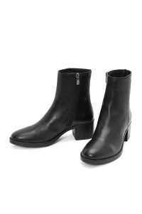 بوت زنانه مشکی چرمی زیپ‌دار پاشنه پهن کوتاه دری مد