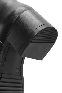 بوت زنانه مشکی چرمی زیپ‌دار پاشنه پهن کوتاه دری مد