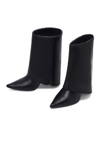 بوت زنانه مشکی چرمی پاشنه نازک دری مد