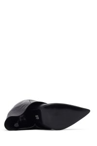 بوت زنانه مشکی چرمی پاشنه نازک دری مد