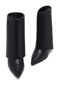 بوت زنانه مشکی چرمی پاشنه نازک دری مد