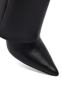 بوت زنانه مشکی چرمی پاشنه نازک دری مد