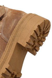 بوت زنانه چرم جیر قهوه‌ای زیپ‌دار زیره‌ضخیم دری مد