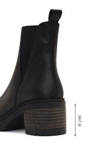 بوت زنانه چرم مشکی پاشنه‌بلند ضخیم زیپ‌دار دری مد