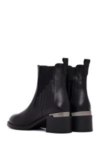 بوت زنانه چرم مشکی چلسی پاشنه‌بلند ضخیم دری مد