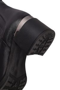 بوت زنانه چرم مشکی چلسی پاشنه‌بلند ضخیم دری مد