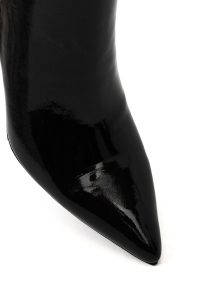 بوت زنانه چرم ورنی مشکی زیپ‌دار پاشنه‌بلند ضخیم دری مد