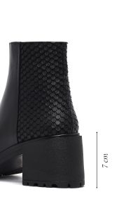 بوت زنانه چرمی مشکی پاشنه ضخیم زیپ دار دری مد