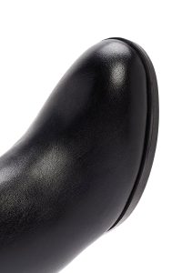 بوت زنانه چرمی مشکی پاشنه ضخیم زیپ دار دری مد