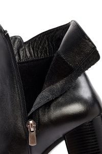 بوت زنانه چرمی مشکی پاشنه ضخیم زیپ دار دری مد