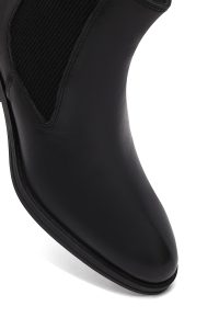 بوت زنانه چرمی مشکی پاشنه ضخیم کابوی دری مد