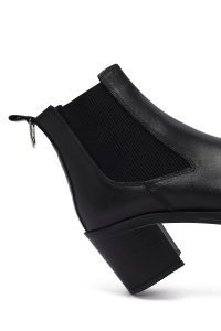 بوت زنانه چرمی مشکی پاشنه ضخیم کابوی دری مد