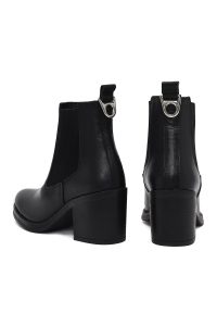 بوت زنانه چرمی مشکی پاشنه ضخیم کابوی دری مد