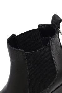 بوت زنانه چرمی مشکی پاشنه ضخیم کابوی دری مد