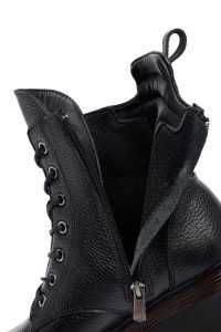 بوت پستال زنانه چرمی مشکی بند دار زیپ دار دری مد