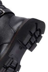 بوت پستال زنانه چرمی مشکی بند دار زیپ دار دری مد