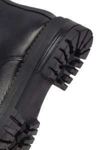 بوت پستال زنانه چرمی مشکی زیپ دار کفی ضخیم دری مد