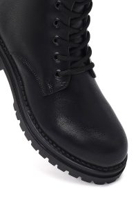 بوت پستال زنانه چرمی مشکی زیپ دار کفی ضخیم دری مد