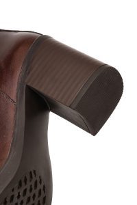 بوت چرمی زنانه قهوه‌ای زیپ‌دار پاشنه ضخیم دری‌مد