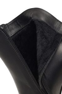 بوت چرمی زنانه مشکی زیپ‌دار سگک‌دار پاشنه ضخیم دری مد