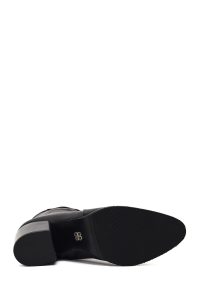 بوت چرمی زنانه مشکی زیپ‌دار پاشنه ضخیم دری مد