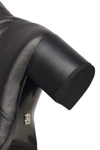 بوت چرمی زنانه مشکی زیپ‌دار پاشنه ضخیم دری مد