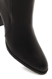 بوت چرمی زنانه مشکی زیپ‌دار پاشنه ضخیم دری مد