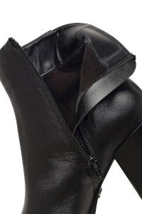 بوت چرمی زنانه مشکی زیپ‌دار پاشنه ضخیم دری مد