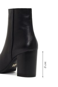 بوت چرمی زنانه مشکی زیپ‌دار پاشنه ضخیم دری مد