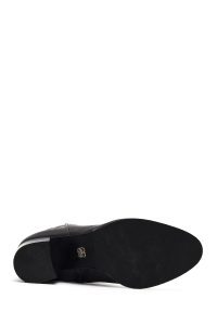 بوت چرمی زنانه مشکی زیپ‌دار پاشنه ضخیم دری مد