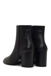 بوت چرمی زنانه مشکی زیپ‌دار پاشنه ضخیم دری مد