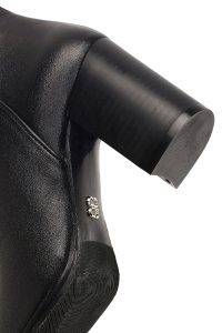 بوت چرمی زنانه مشکی زیپ‌دار پاشنه ضخیم دری مد