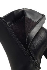 بوت چرمی زنانه مشکی زیپ‌دار پاشنه ضخیم دری مد