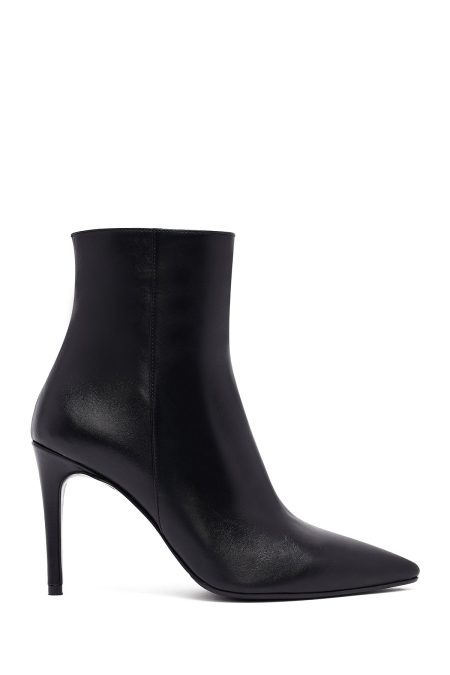 بوت چرمی زنانه مشکی زیپ‌دار پاشنه نازک بلند دری‌مد