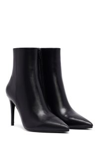 بوت چرمی زنانه مشکی زیپ‌دار پاشنه نازک بلند دری‌مد