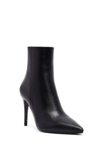 بوت چرمی زنانه مشکی زیپ‌دار پاشنه نازک بلند دری‌مد